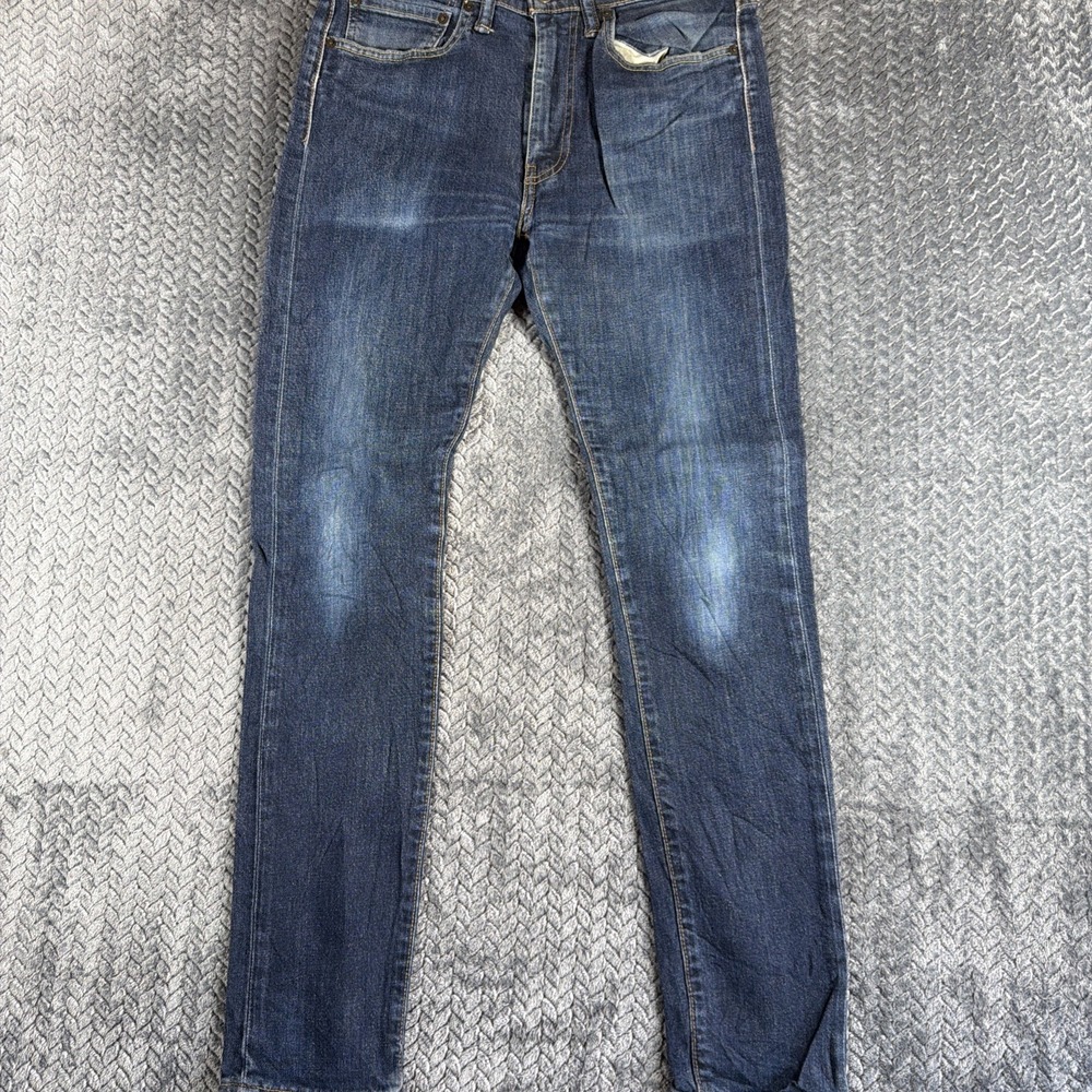 Levi's 519 Jeans Mens 32x32 Blue Cotton Denim Skinny Leg Faded Stretch Workwear